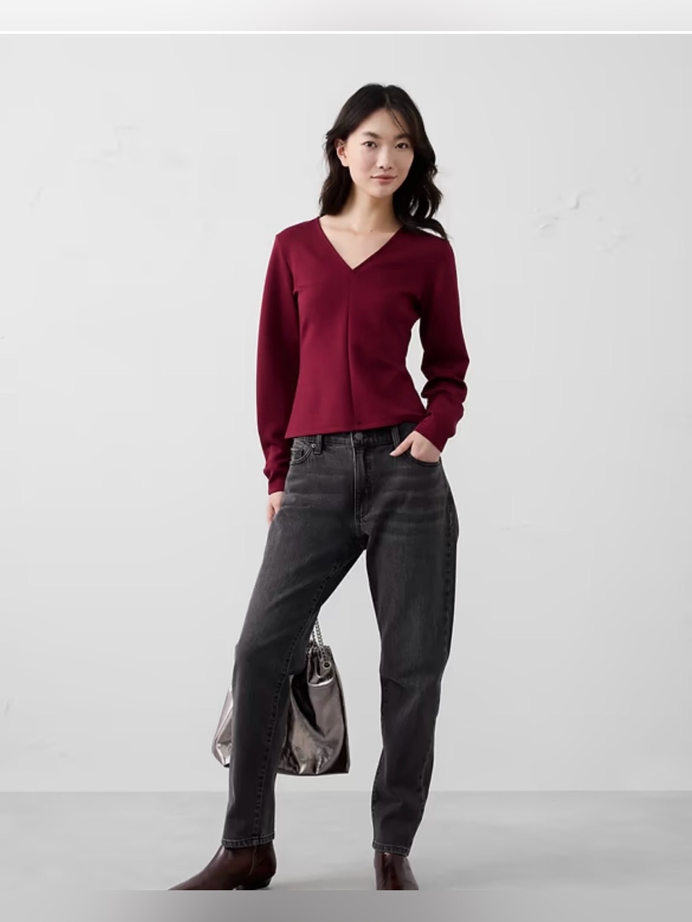 Banana Republic Soft Seam Top in bright wine